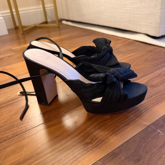 Loeffler Randall Natalia Pleated Bow Platform Sandals - Picture 2 of 5